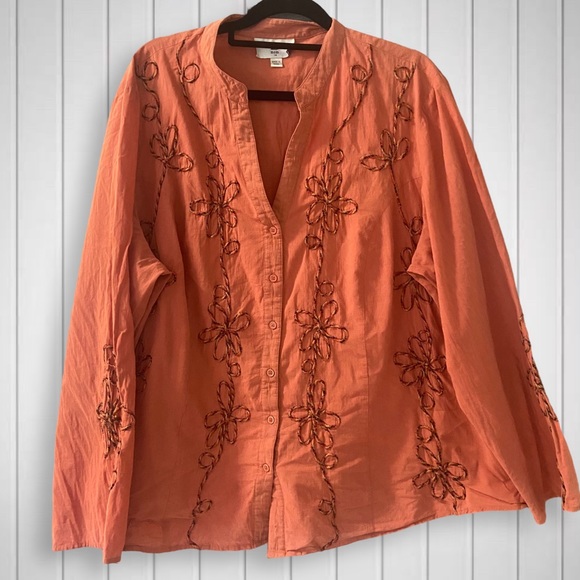 BIB Size 18 Beautiful lightweight 100% Cotton Boho Long Sleeve Top - Picture 3 of 8